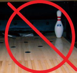 Bowling 10 pin leave after a pocket hit showing a missed strike