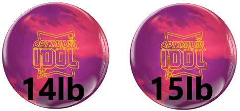 image showing a 14lb bowling ball and a 15lb bowling ball to help choose the best weight