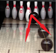 bowling ball hitting pins at proper entry angle from a hooking ball