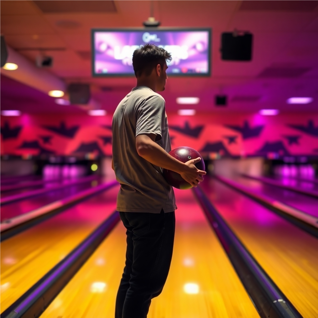 Bowler standing on the approach during a bowling pre-shot routine