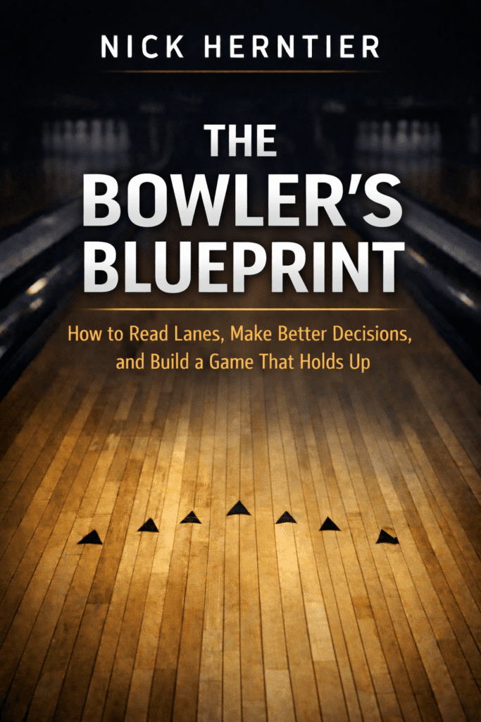 THe Bowler's Blueprint Book Cover for how to read bowling lanes make better bowling decisions